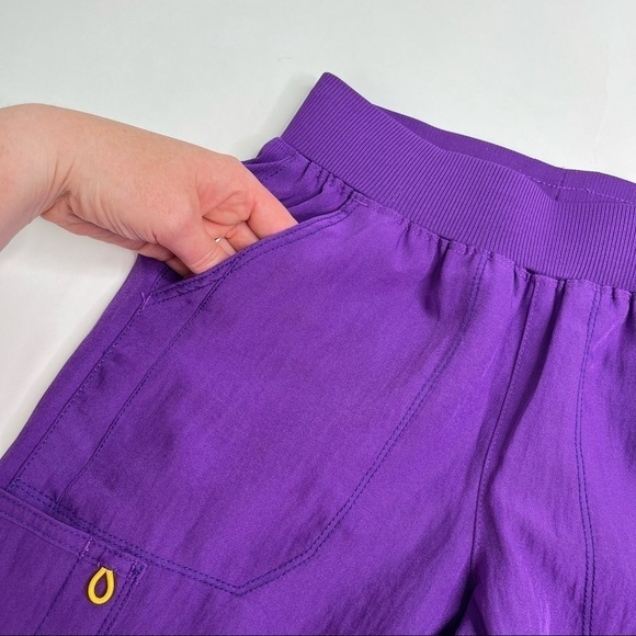 NEW WonderWink Purple Four-Stretch Elastic Waist No Iron Sport Cargo Scrub Pants - Picture 6 of 16
